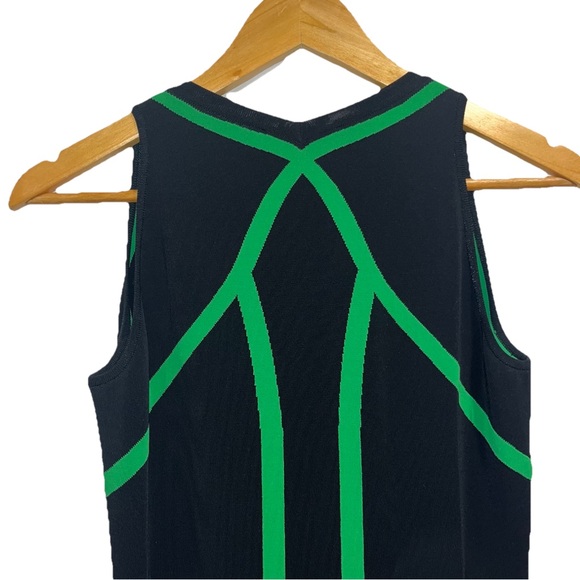 Alexander McQueen Vintage Knit Dress Black Green Y2K Geometric Pleated Midi M - Picture 8 of 16